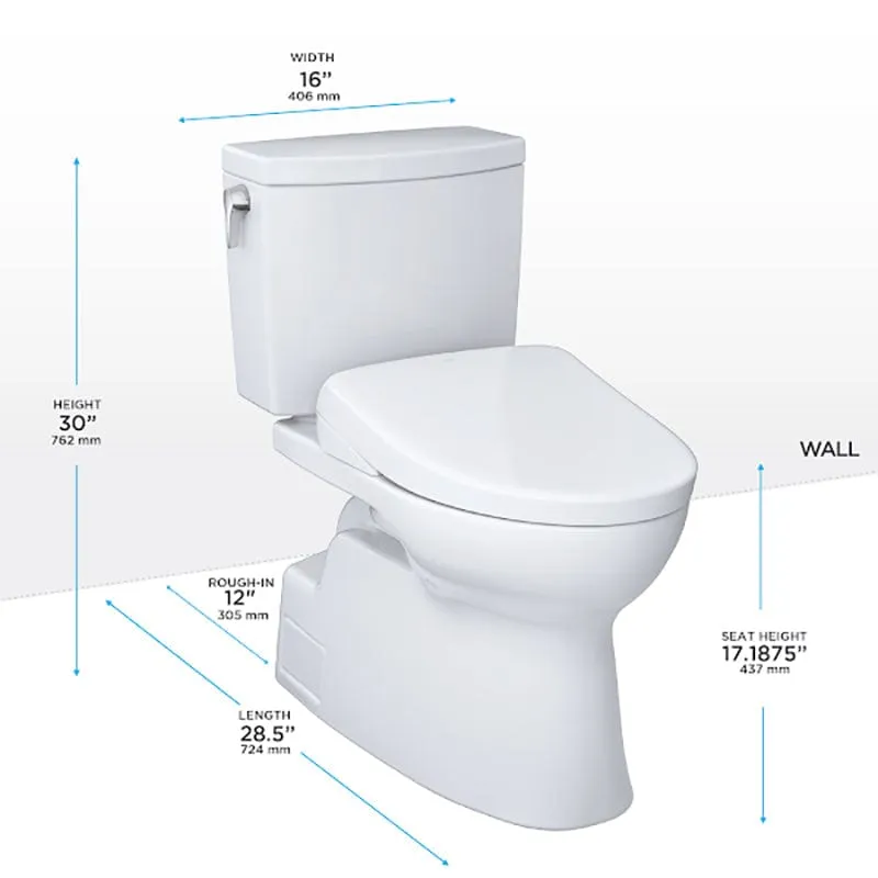 TOTO Vespin II 1G Washlet   S7A Two-Piece 1.0 GPF