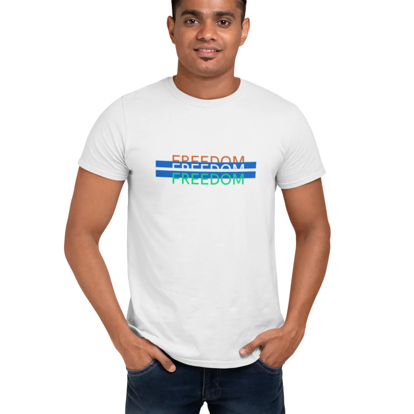 Tricolor Geometric Design T Shirt for Men D38