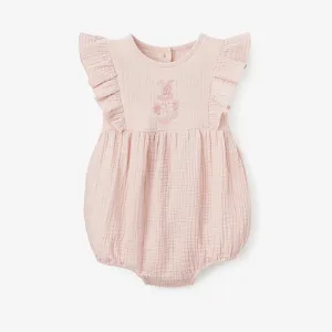 Warm Blush Organic Muslin Baby Bubble Romper