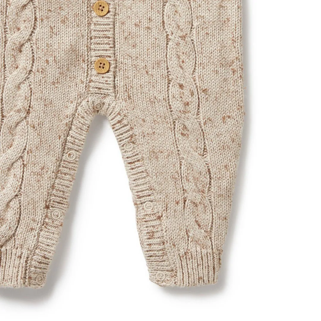 Wilson & Frenchy Almond Fleck Knitted Cable Growsuit