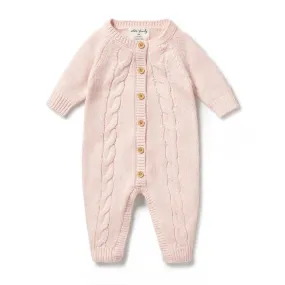 Wilson & Frenchy Pink Knitted Cable Growsuit