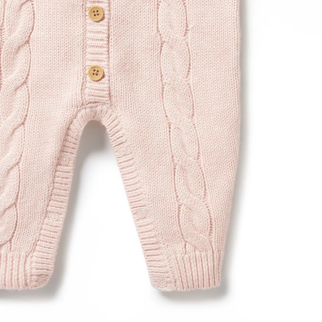 Wilson & Frenchy Pink Knitted Cable Growsuit