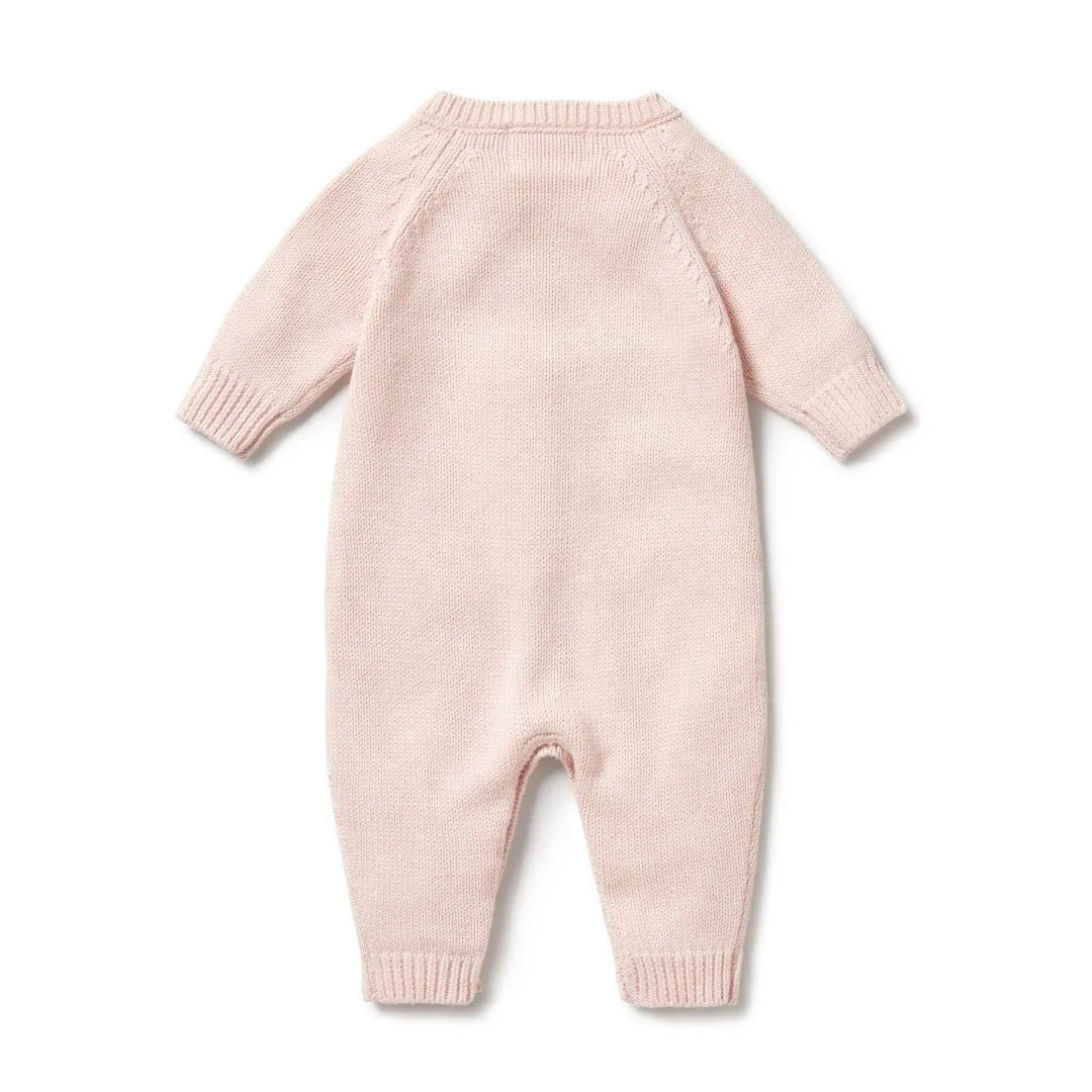 Wilson & Frenchy Pink Knitted Cable Growsuit