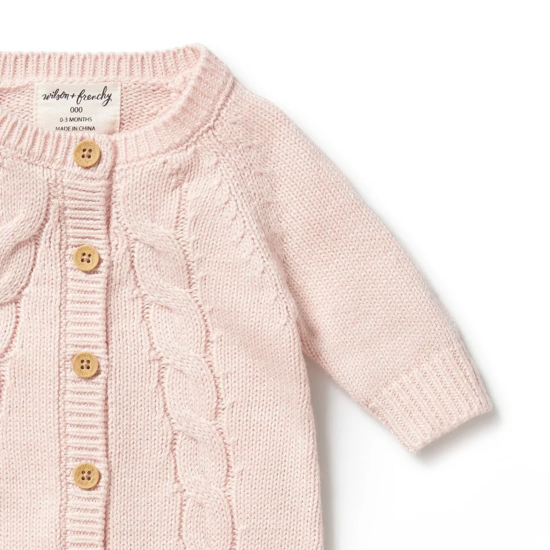 Wilson & Frenchy Pink Knitted Cable Growsuit