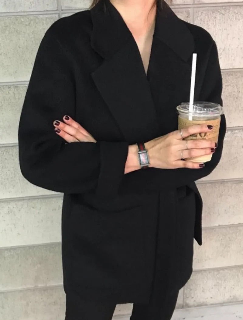 Winter Coat, Wool Coat, Wool Coat Women, Robe Coat Benita  in Coffee and Black