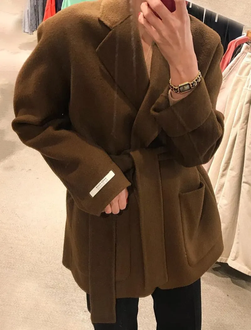 Winter Coat, Wool Coat, Wool Coat Women, Robe Coat Benita  in Coffee and Black