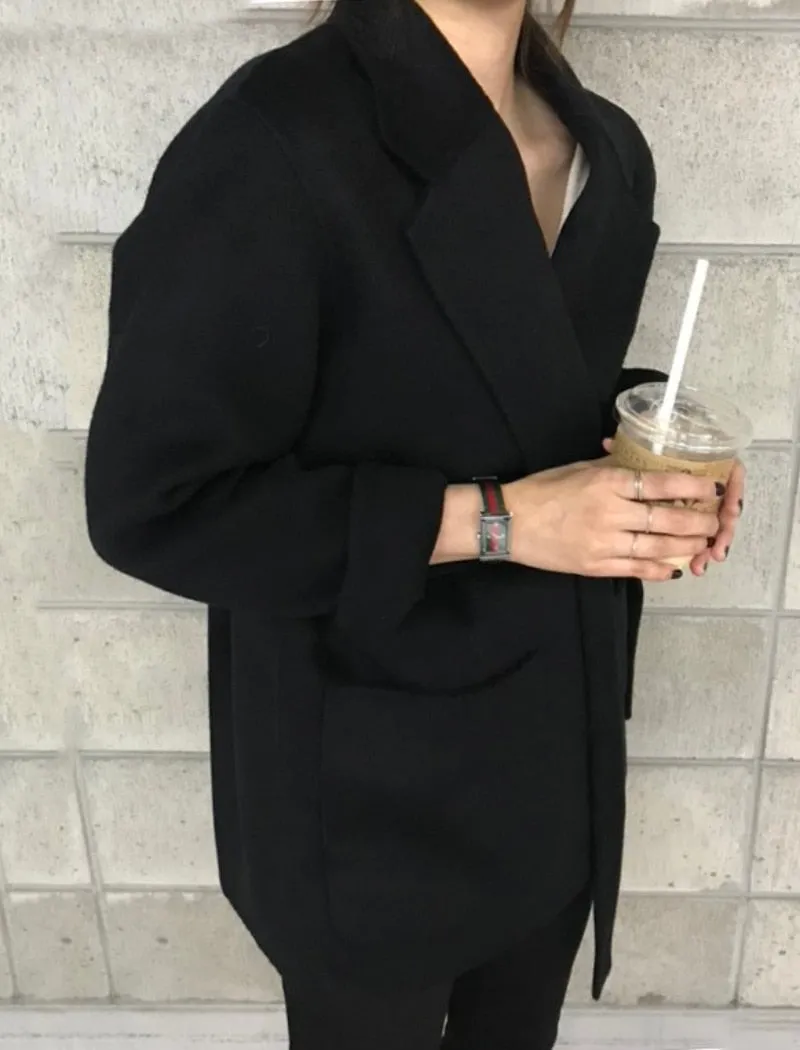 Winter Coat, Wool Coat, Wool Coat Women, Robe Coat Benita  in Coffee and Black