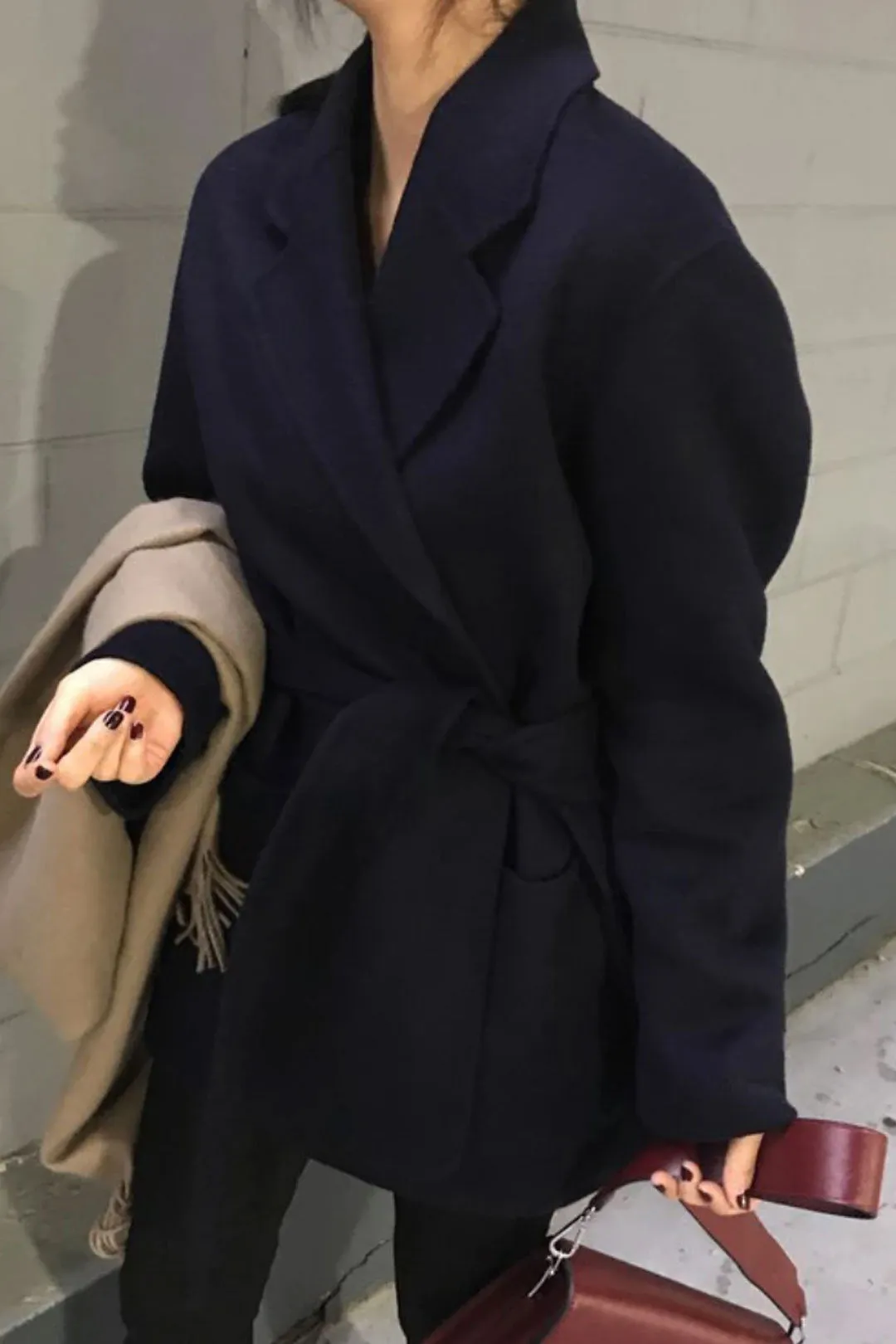 Winter Coat, Wool Coat, Wool Coat Women, Robe Coat Benita  in Coffee and Black