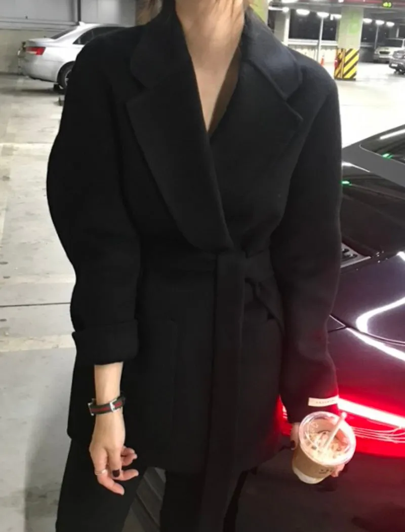 Winter Coat, Wool Coat, Wool Coat Women, Robe Coat Benita  in Coffee and Black