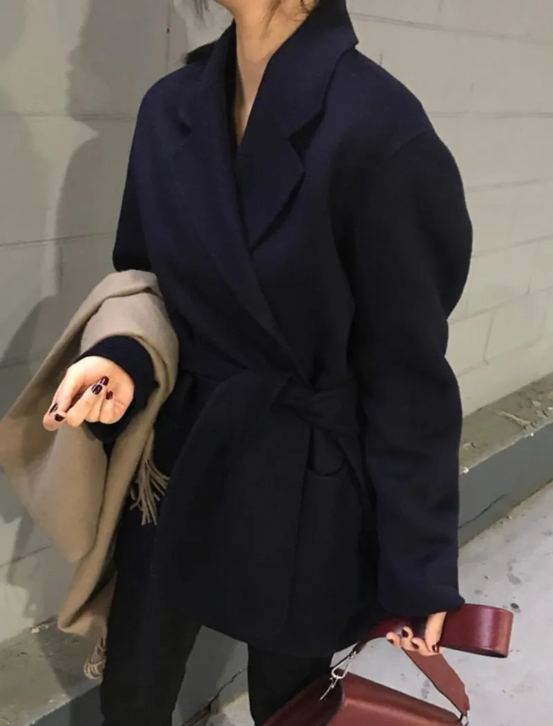 Winter Coat, Wool Coat, Wool Coat Women, Robe Coat Benita  in Coffee and Black
