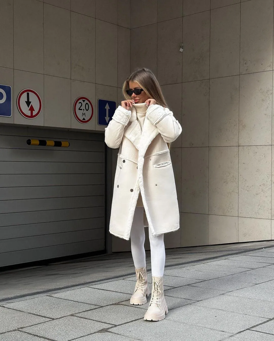 Women’s Suede Long Cardigan Coat – Plush Suit Collar with Metal Details