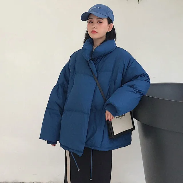 Women's Winter Jacket Stand Solid Collar