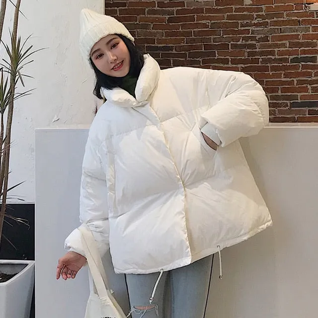 Women's Winter Jacket Stand Solid Collar