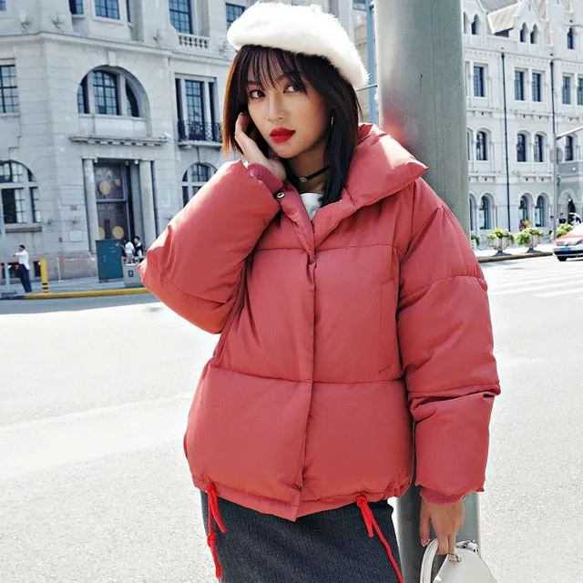 Women's Winter Jacket Stand Solid Collar