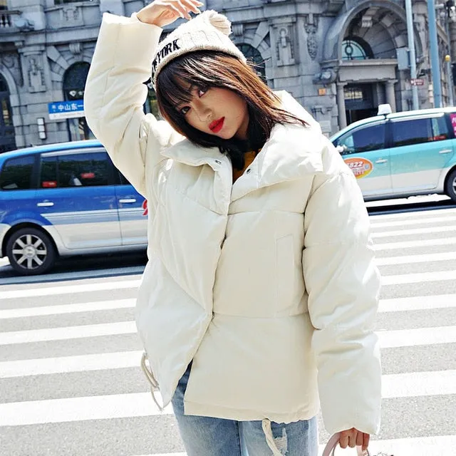 Women's Winter Jacket Stand Solid Collar