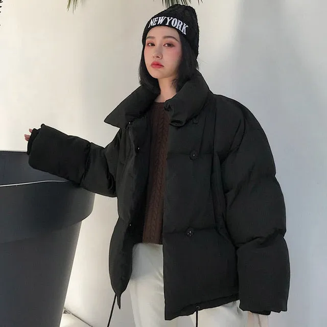Women's Winter Jacket Stand Solid Collar