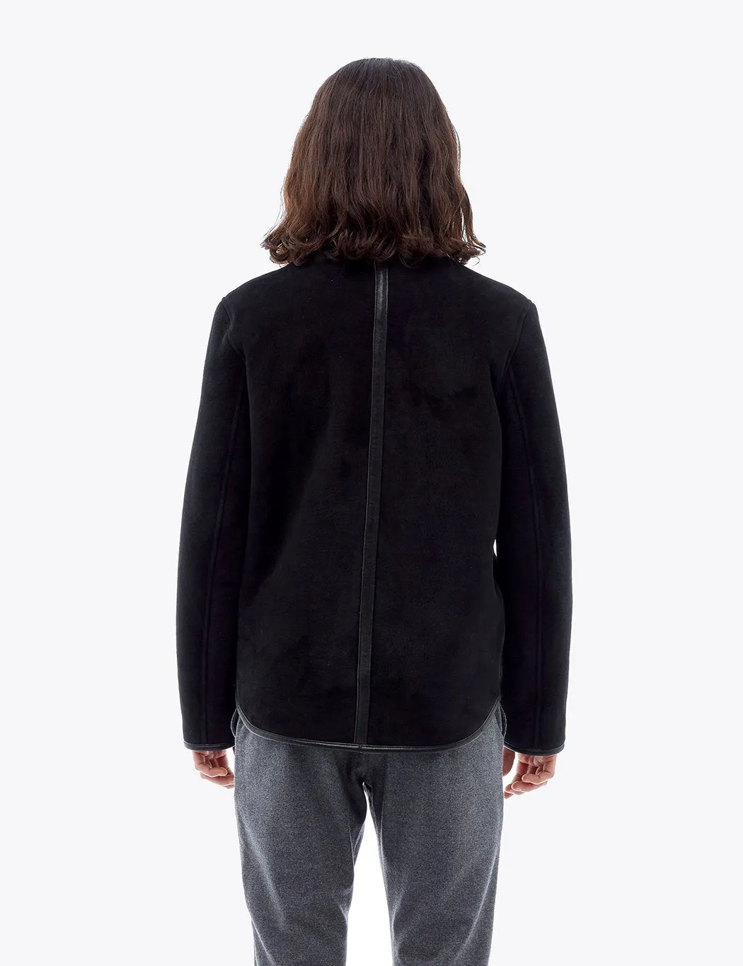 YMC Brainticket Sheepskin Coat (Suede) - Black