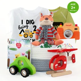 Zeronto Baby Boy Two Year Old Birthday Gift Basket - Excavator 2