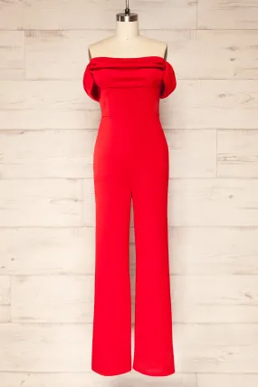 Zolo Red | Cowl Neck Jumpsuit